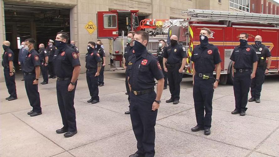 Louisville firefighters hold moment of silence to remember firefighters killed on Sept. 11, 2001 (ceremony on Sept. 11, 2020)