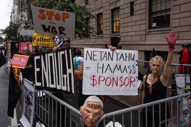 Netanyahu protesters outside United Nations General Assembly