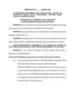 Metro Council ordinance requiring LMPD officers to take a drug and alcohol tests after using deadly force or causing serious injuries