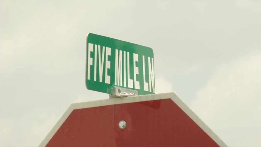 Five Mile Lane street sign (Floyd County, Ind.)