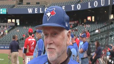 Patrick O'Bryan throws first pitch at Bats game - 9.17.24