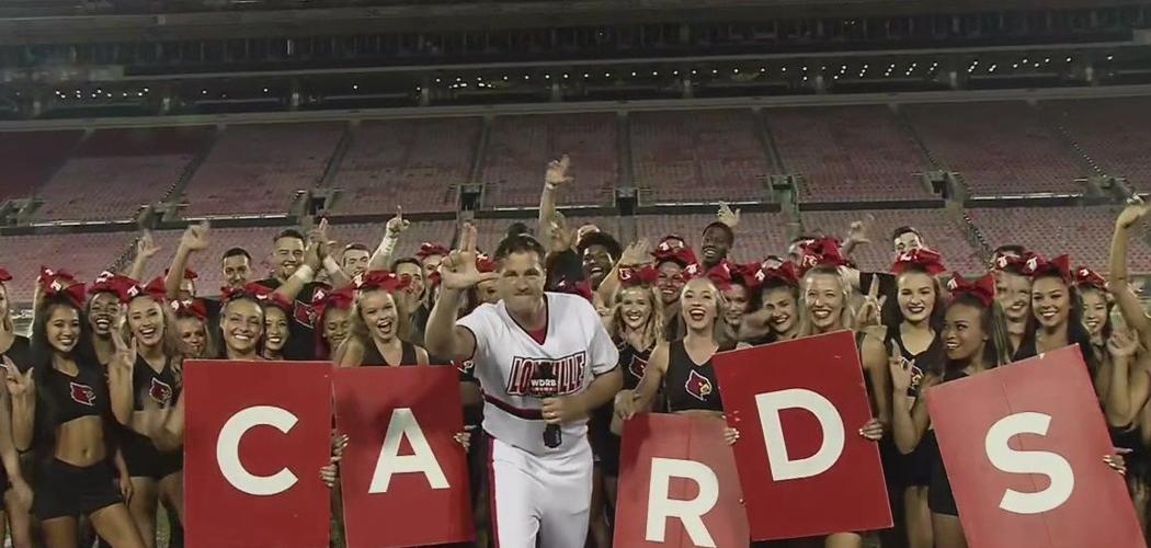 Keith with U of L cheerleaders 9-13-19