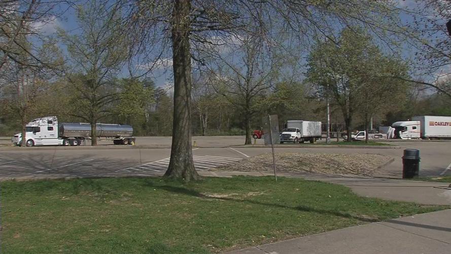 Truck parked at Indiana rest stop