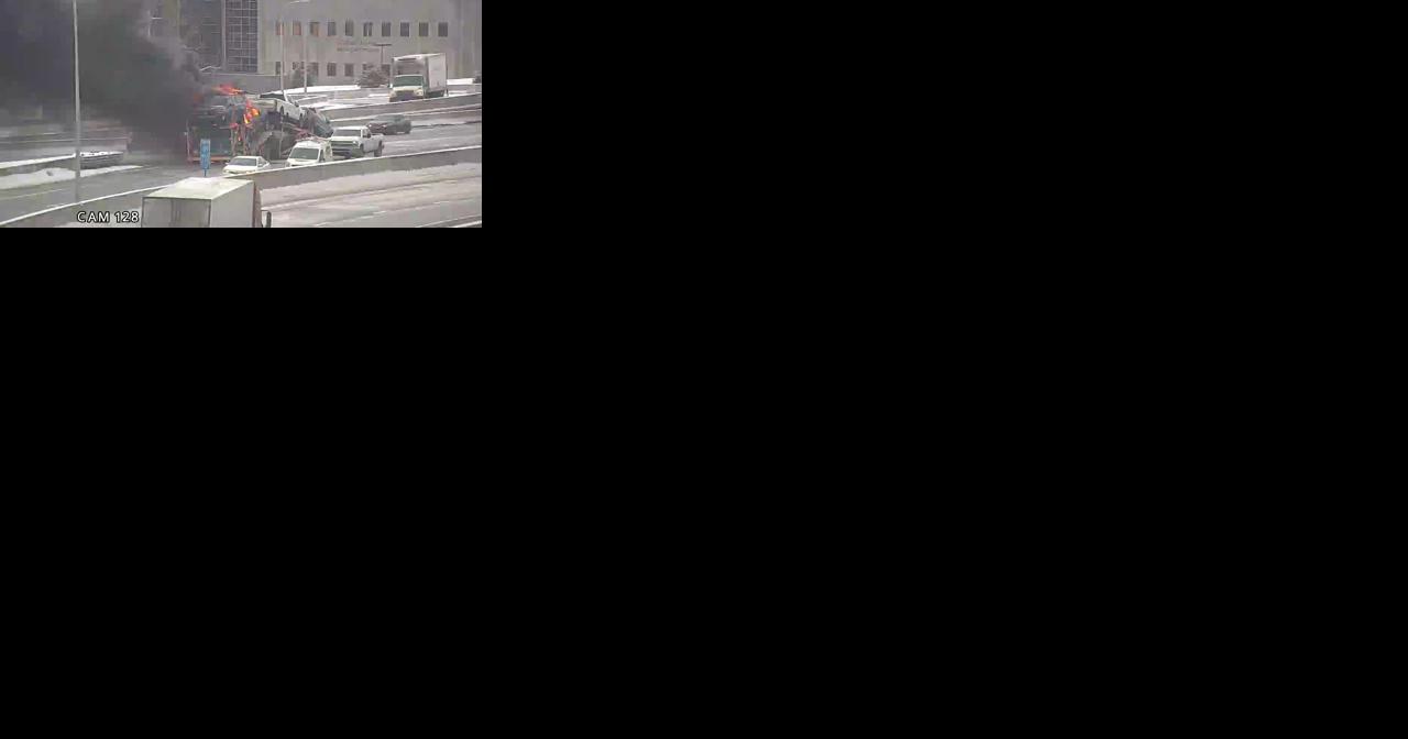 Semi-truck hauling cars catches fire on I-65 North in downtown Louisville - Vimarsana News