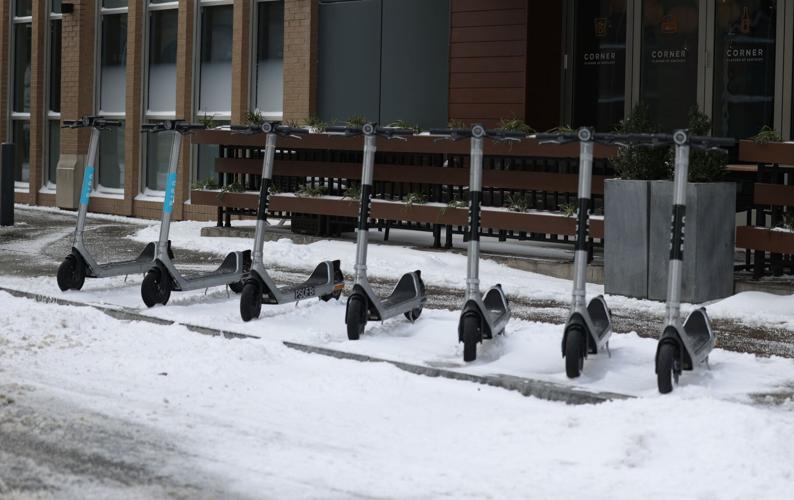 Line of scooters in downtown Louisville.JPG