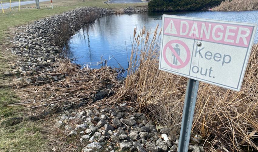 Franklin, Indiana, pond where rescuers saved a woman and her child in a sinking truck on Feb. 27, 2023