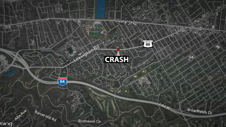 Map showing crash on Lexington Road at Penwood Road