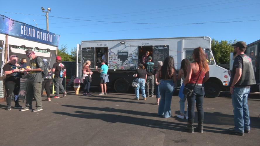 Louder Than Life fans near food trucks on Highland Festival Grounds at Kentucky Expo Center
