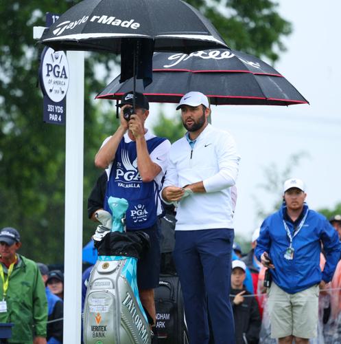 Scottie Scheffler prepares before the 13th hole.JPG