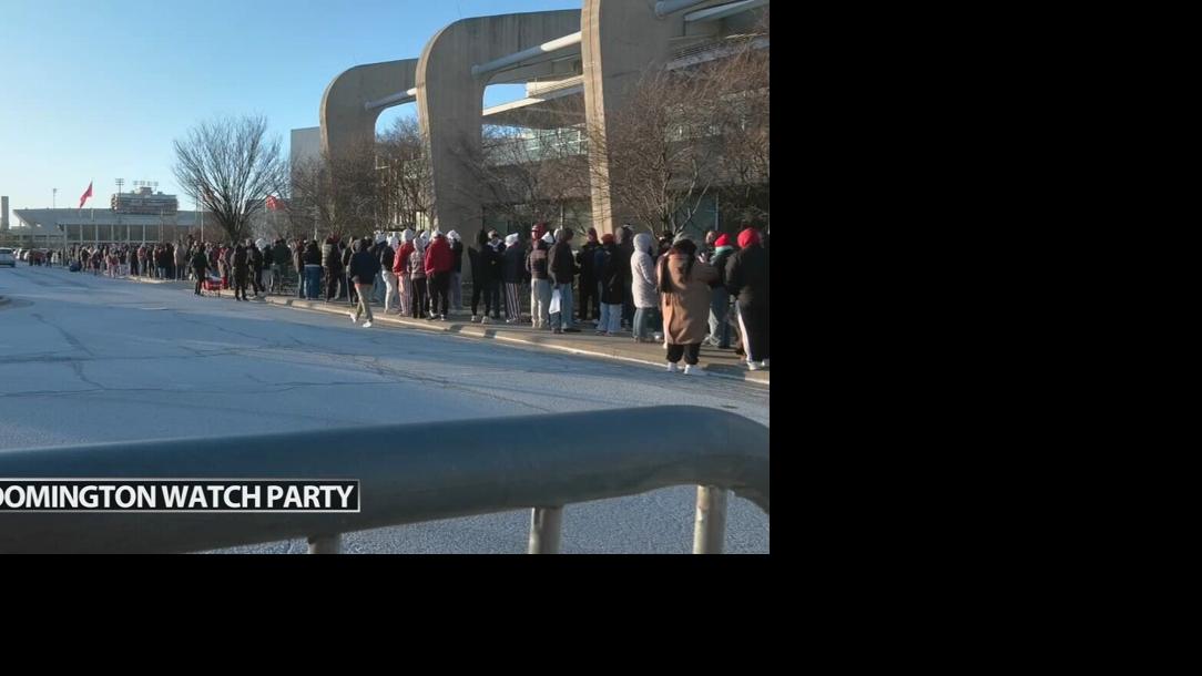 IU fans line up outside Assembly Hall for watch party - 1.20.26