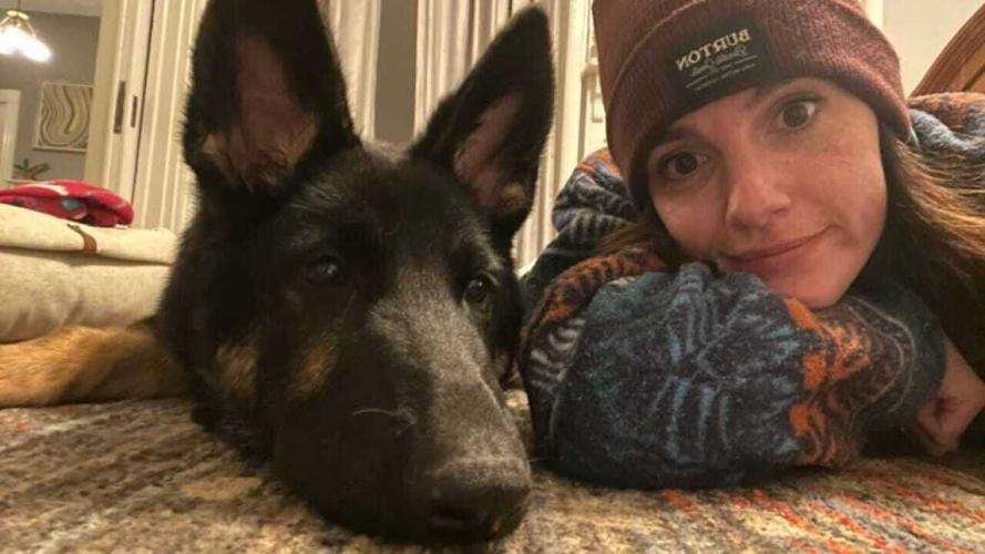 Emmerson the German Shepherd with owner Alyssa White