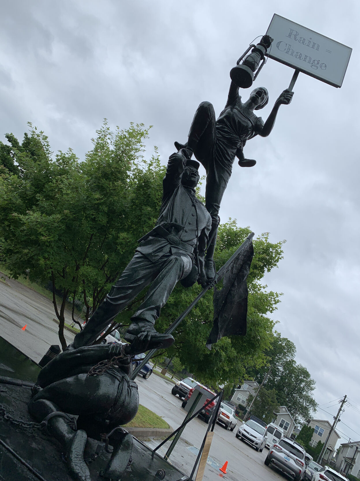 'Blank Slate: Hope for a New America' sculpture by African artist Kwame Akoto-Bamfo