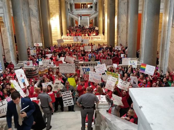 Thousands of Ky. teachers voice their displeasure with pension reform bill by marching on Capitol