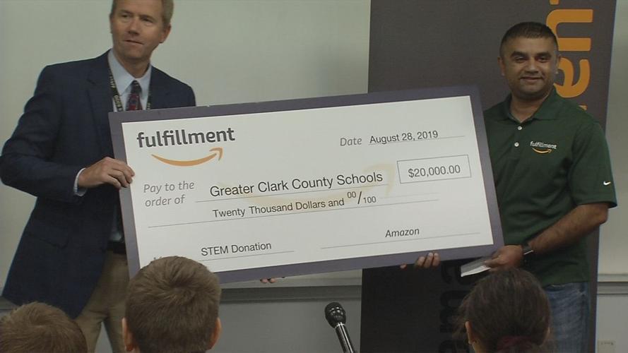 Amazon check to southern Indiana schools