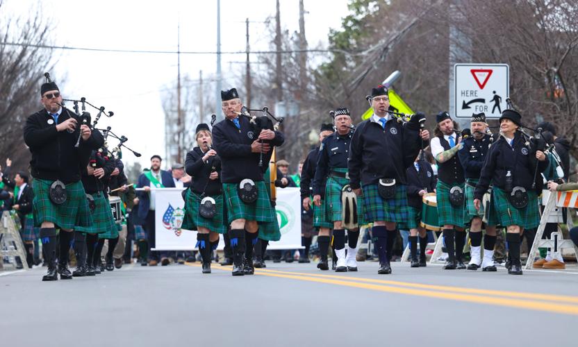 Bag pipes march at St. Patrick's Day Parade.JPG