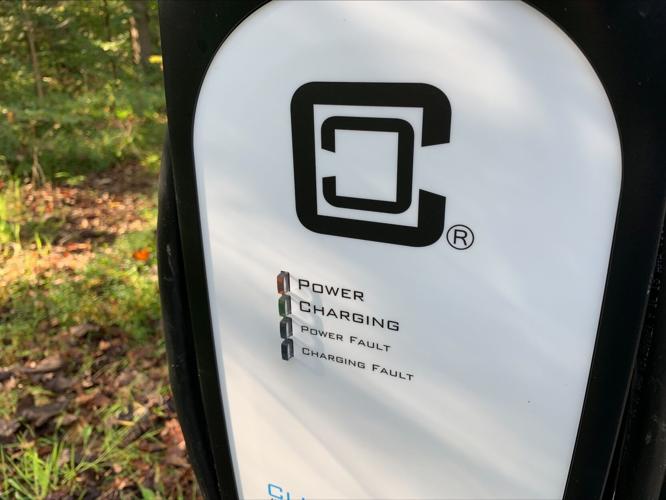 Electric vehicle charging station in Tom Wallace Park, a part of Jefferson Memorial Forest