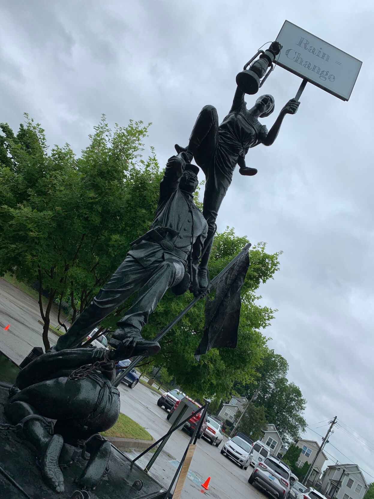 'Blank Slate: Hope for a New America' sculpture by African artist Kwame Akoto-Bamfo