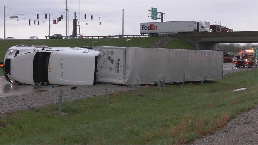 Semitruck overturned