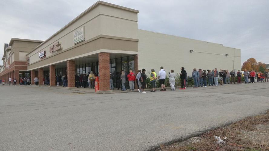 Line for free Powerball tickets at Hillview Kroger