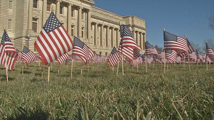 American flags at Kentucky Capitol