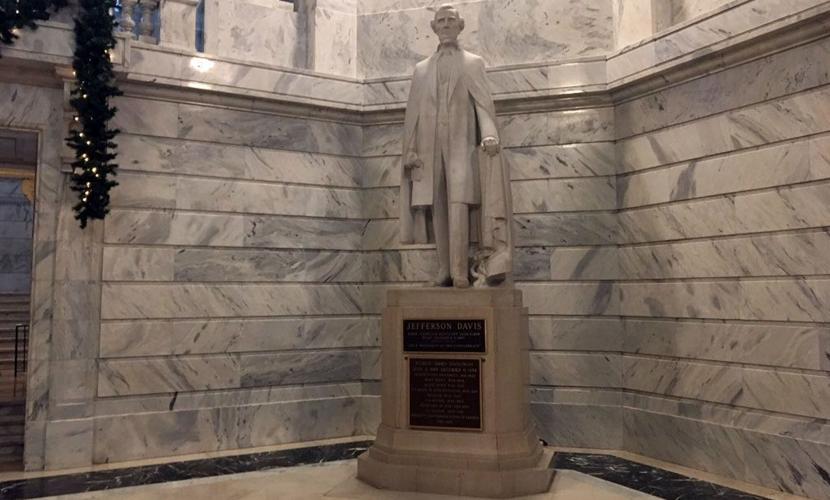 Plaque removed from Jefferson Davis statue in Kentucky state Capitol