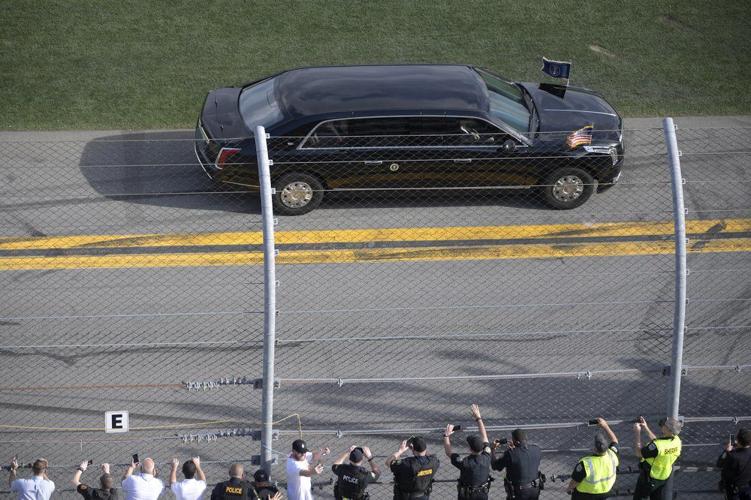 Trump takes Daytona 500 warmup lap in presidential limousine