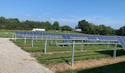 Solar panels from Hoosier Energy's Henryville Solar facility