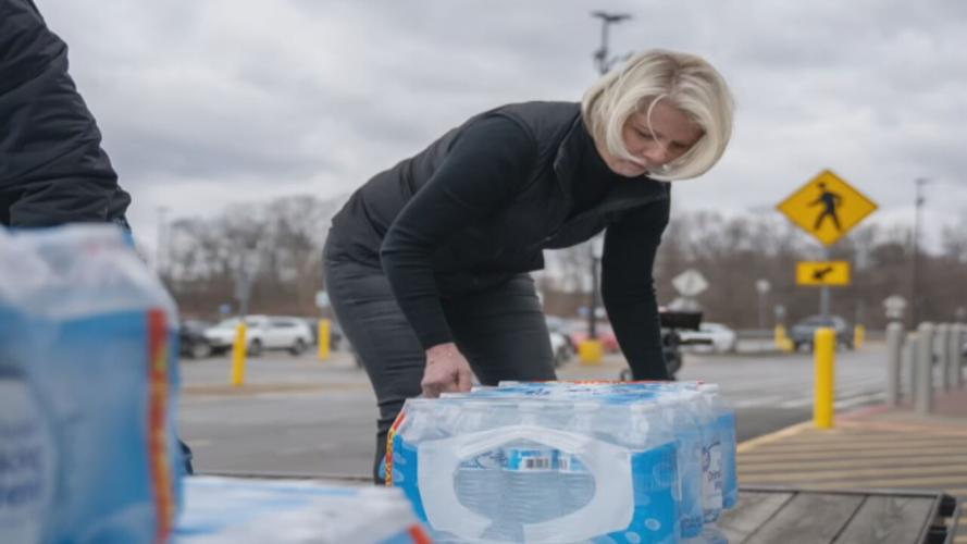 HealthyR workers load truck with water for East Palestine residents