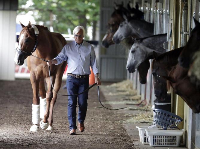 Bob Baffert walks Justify