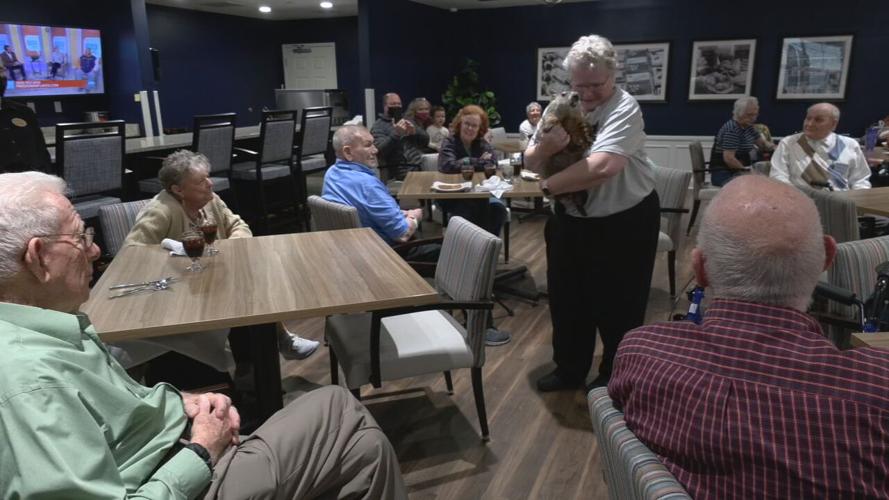 Major from Second Chances Wildlife visits seniors on Groundhog Day