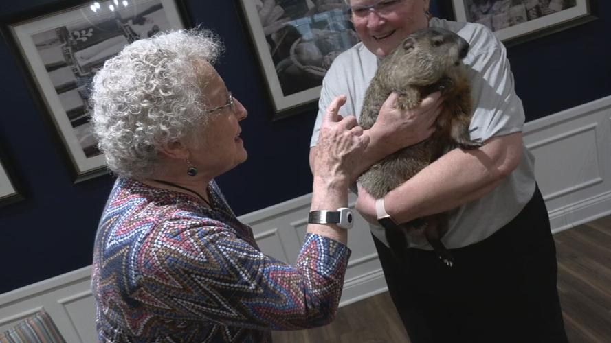 Major from Second Chances Wildlife visits seniors on Groundhog Day
