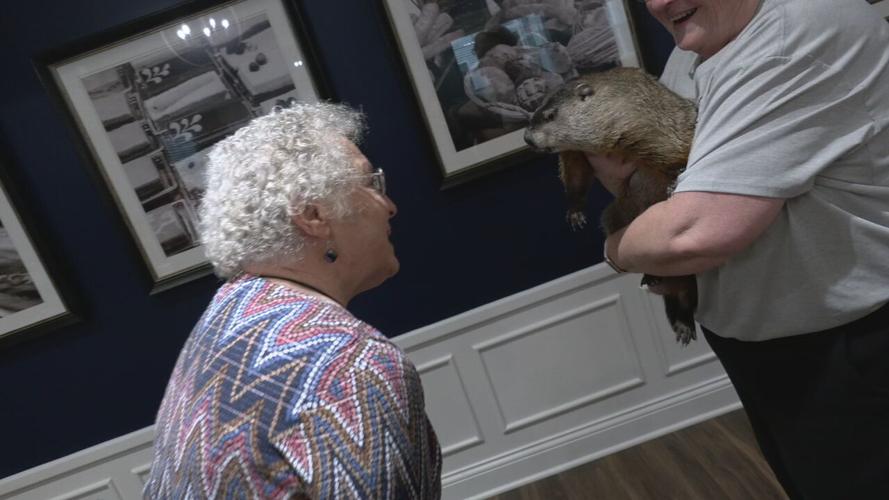 Major from Second Chances Wildlife visits seniors on Groundhog Day