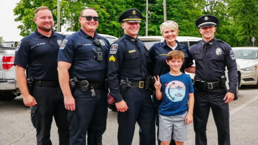 Bardstown officers pose at Bourbon City Bark Park