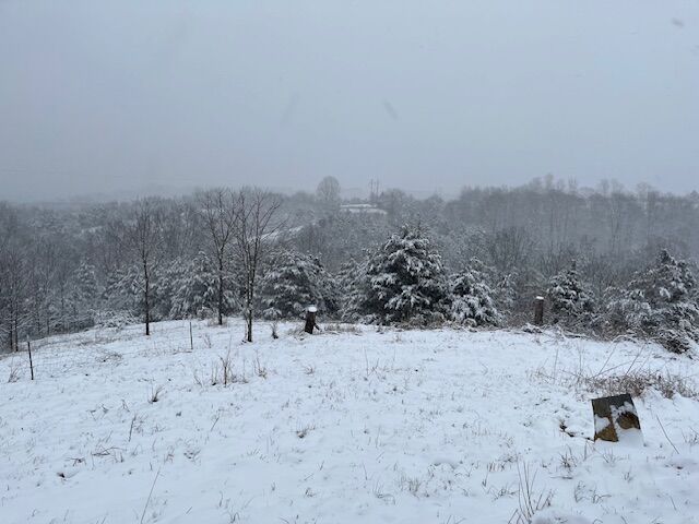 Snowy field in Willisburg, Kentucky