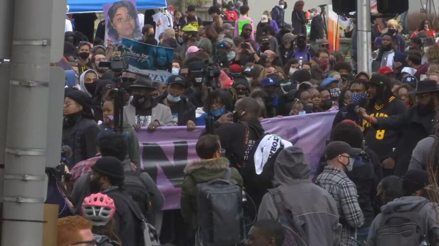 Protesters march through Louisville, Ky., on Saturday, March 13, 2021