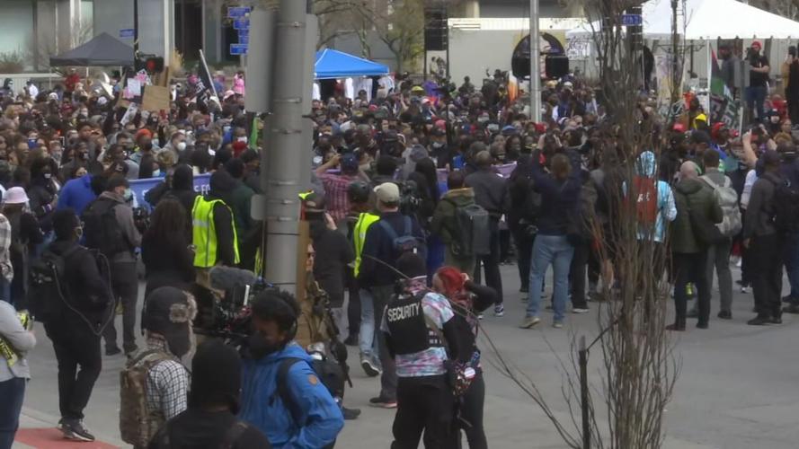 Protesters march through Louisville, Ky., on Saturday, March 13, 2021
