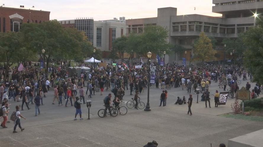 Protesters gather at Jefferson Square Park 9/26/20