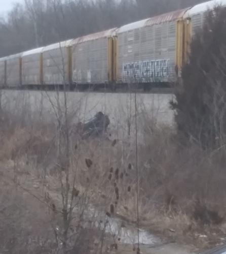 Emergency crews respond after train strikes vehicle in Austin, Indiana