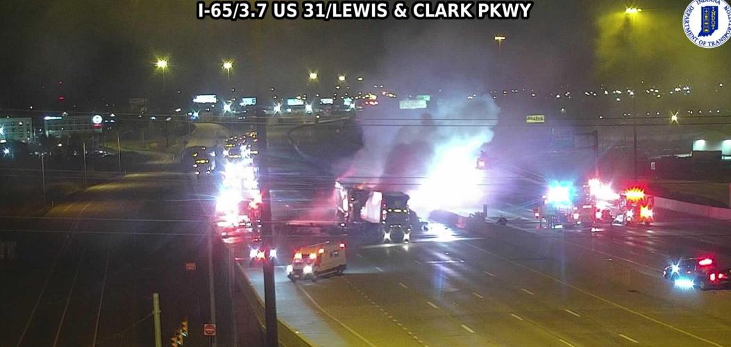 SEMI ON FIRE I-65 US 31LEWIS AND CLARK PARKWAY
