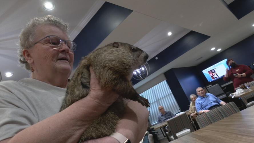 Major from Second Chances Wildlife visits seniors on Groundhog Day