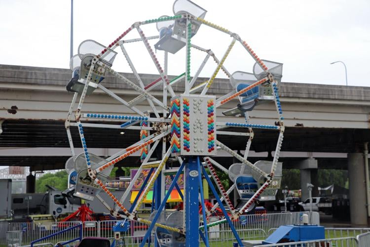 Crews set up booths along the Ohio River one day before Thunder Over Louisville 2023