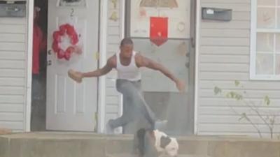 Cell phone video catches man in southern Indiana abusing dog with a brick