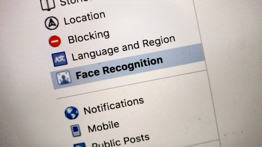 Facebook facial recognition page