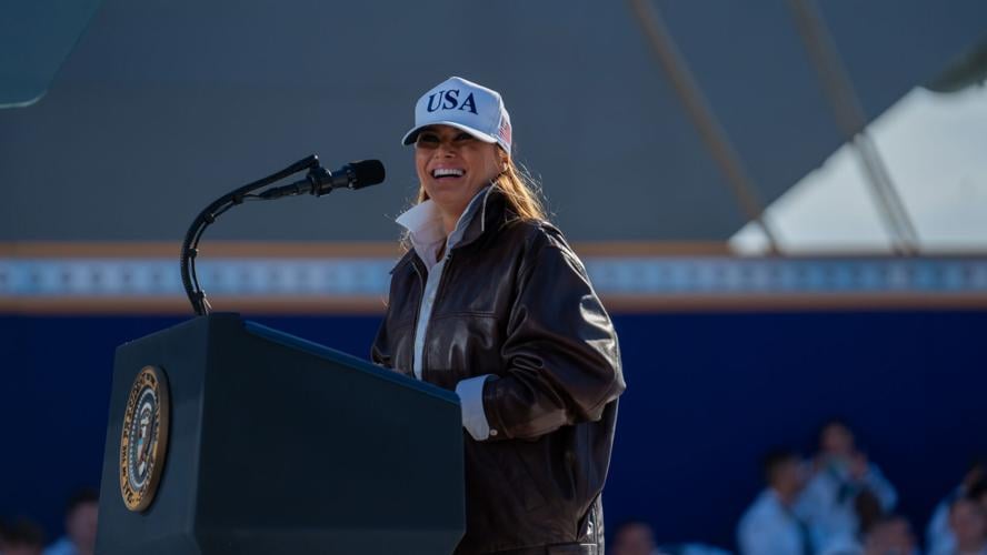 Flotus Melania Trump on USS Truman for Navy's 250th 10-5-2025