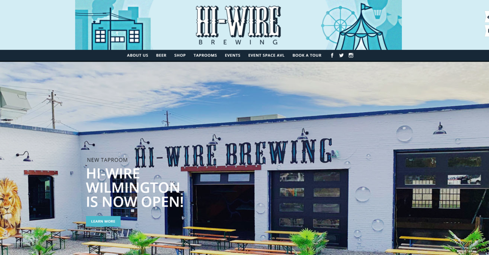Hi-Wire Brewing website screengrab