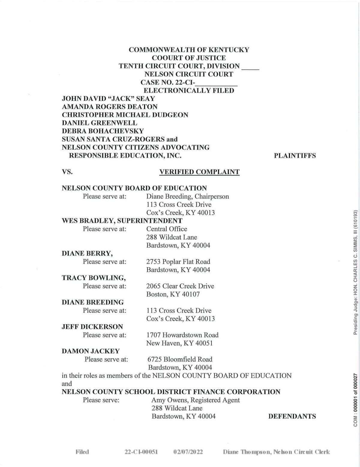 Nelson County residents file lawsuit against local school board over  consolidation plan | News from WDRB | wdrb.com