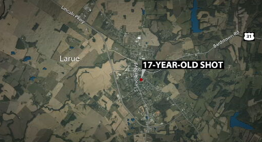Map of where 17-year-old was shot after fight