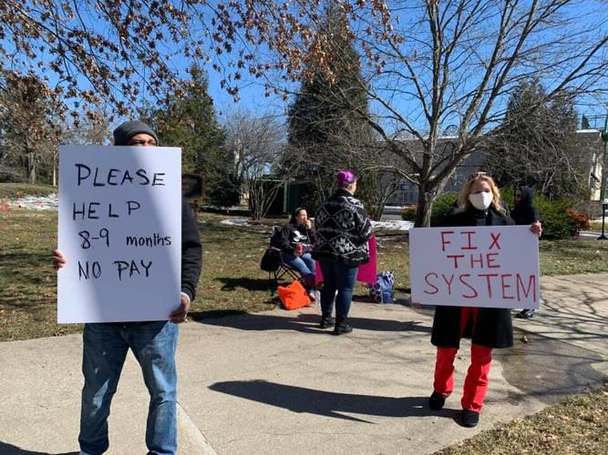 protesters gather for overnight unemployment insurance protest in Frankfort