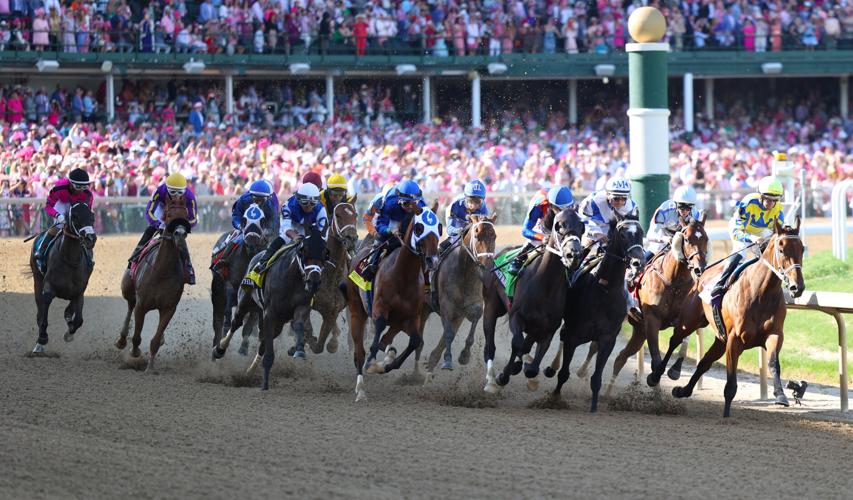 Horses run at Oaks Race on Friday.JPG