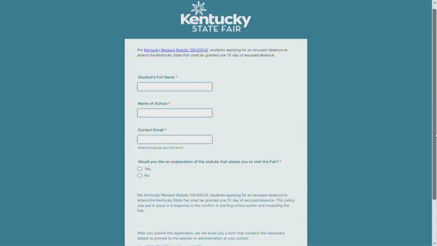 Kentucky State Fair Excused Absence Form
